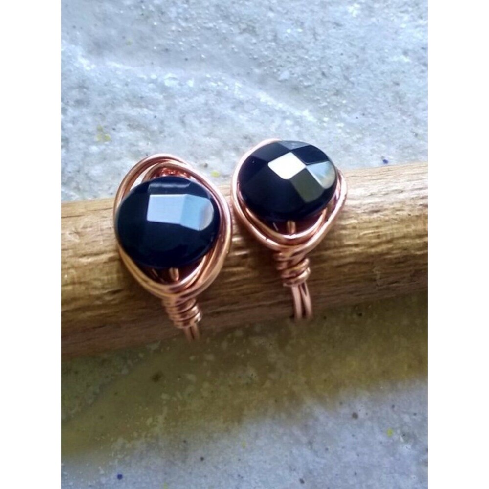 Faceted Black Jasper Ring in Copper • Protection & Grounding Stone - Custom Size